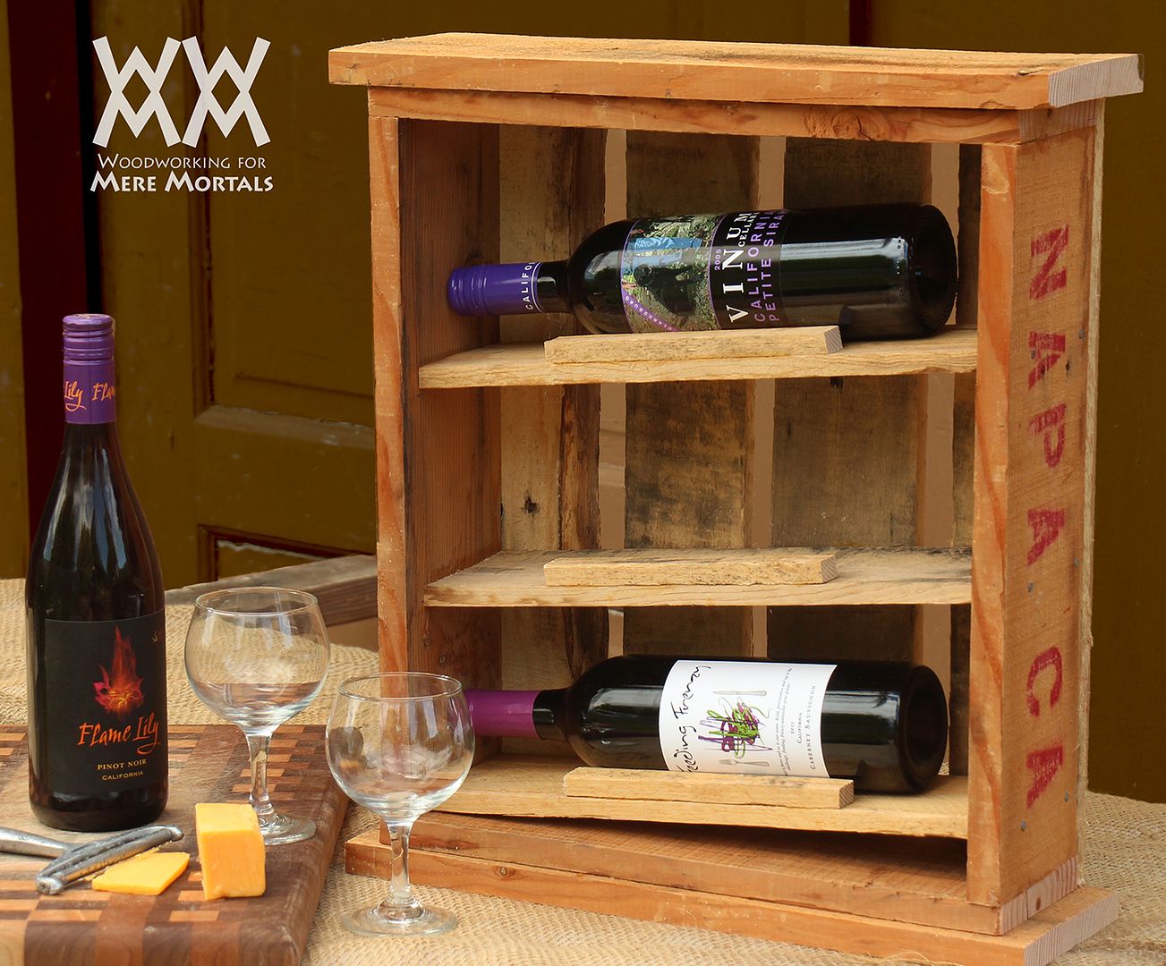 Build a rustic wine cabinet using free pallet wood. Great 