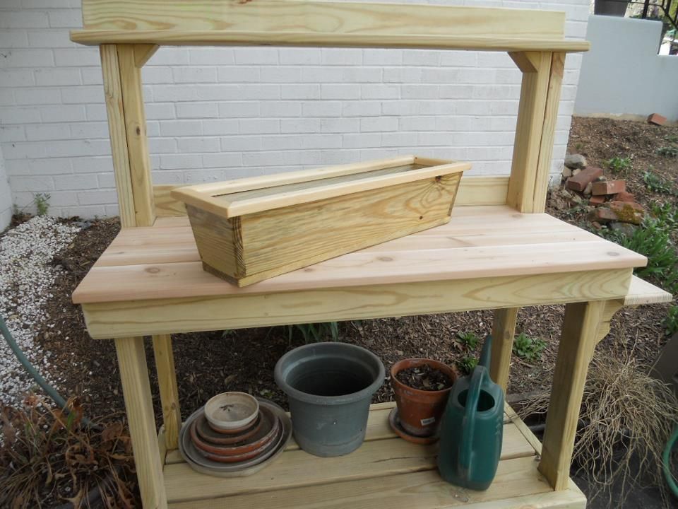  potting table out of cedar. He had enough leftover wood to build a
