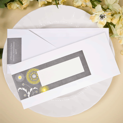 Yellow and Grey Modern Whimsical Daisy Envelope Icing