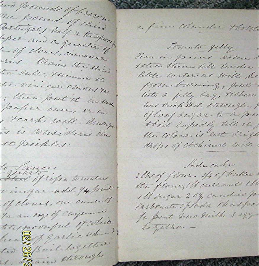 1870 ANTIQUE COOKBOOK HANDWRITTEN MANUSCRIPT JOURNAL OF RECIPES 