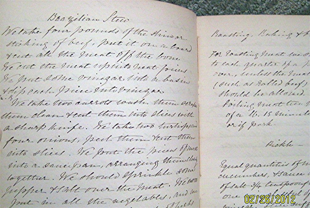 1870 ANTIQUE COOKBOOK HANDWRITTEN MANUSCRIPT JOURNAL OF RECIPES 
