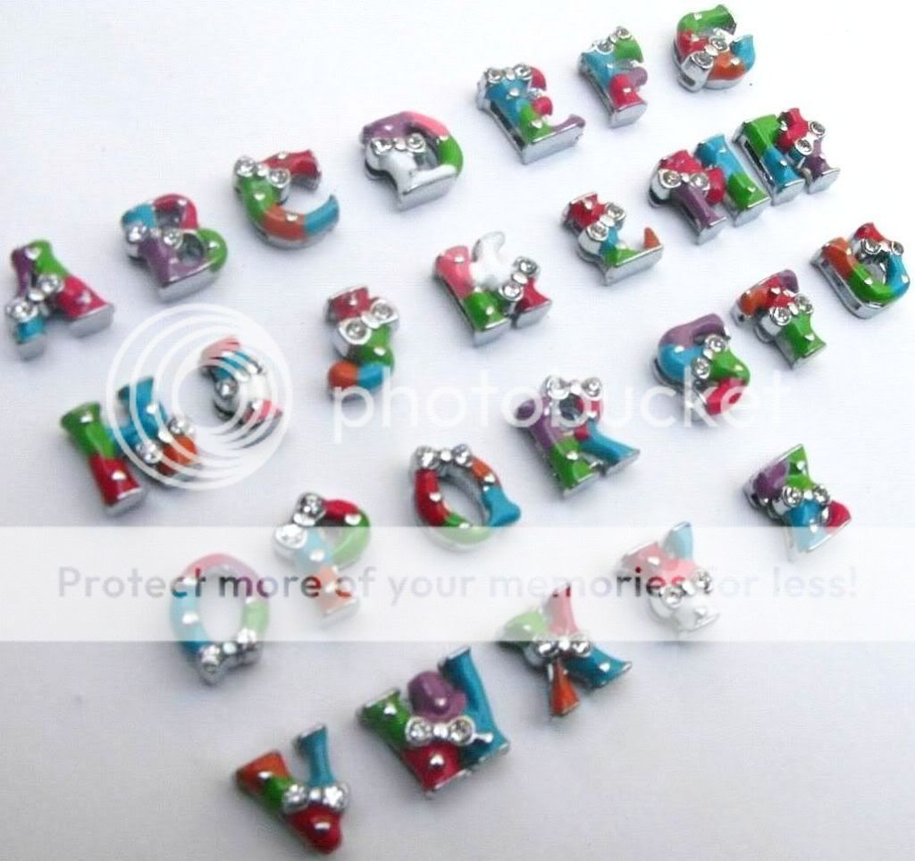 DIY Accessories rhinestone Slide letters Charm 26pc A Z 8mm