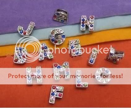 130 8mm A Z Colored Rhinestone DIY Slide letters Fit Wristband 