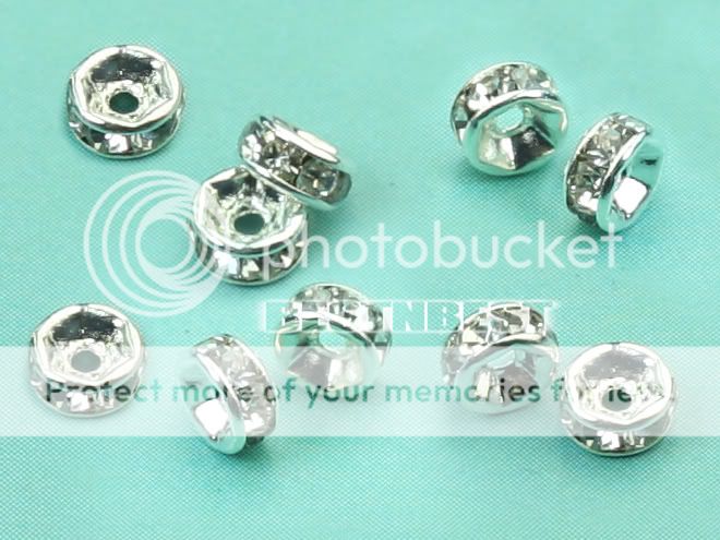 Lot 100pcs Silver Plated Rhinestone 6mm Spacer Beads Charms Findings 