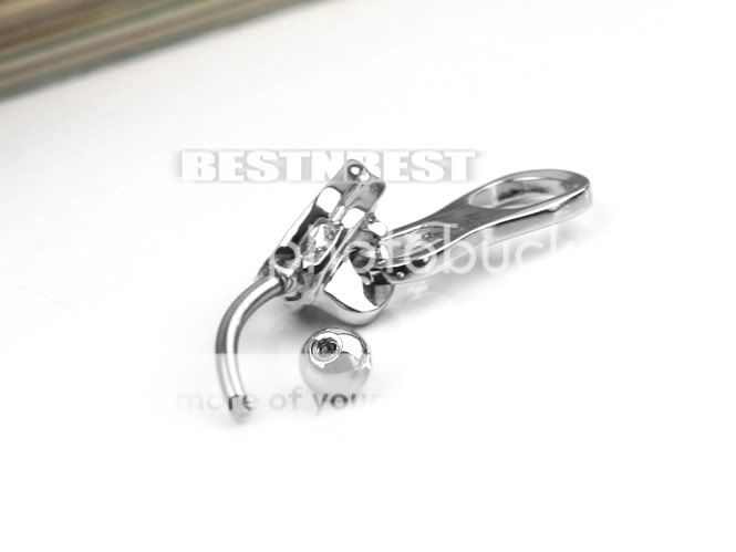 Stainless Steel Zipper Belly Navel Bar Button Ring Body Piercing Silver Color