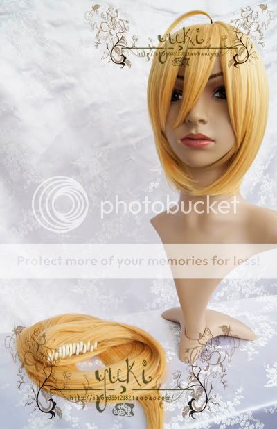 Vocaloid Akita Neru Golden Yellow Cosplay Wig Ponytail